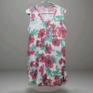 Escape by Habitat Multicolor Slub Cotton Floral Sleeveless Dress Medium 10 12